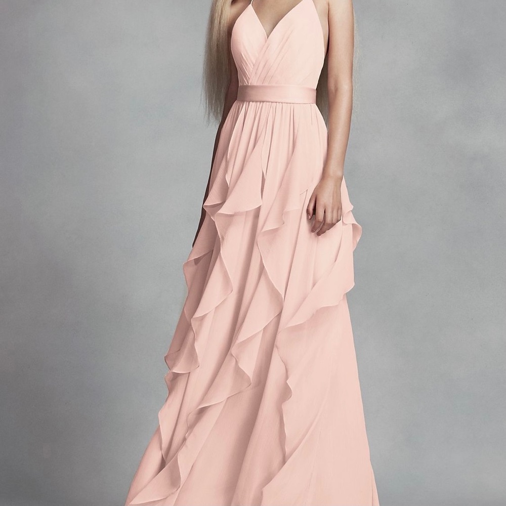 Blush Chiffon Dress w/ Cascading Skirt
